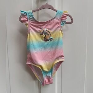 NWOT Penelope Mack LTD 24M Girls Rainbow Unicorn One Piece Bathingsuit Swimsuit